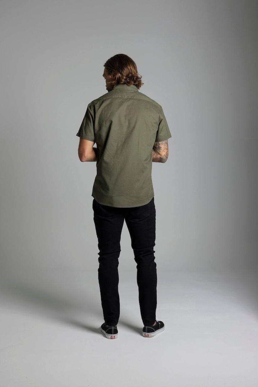 JAGO KHAKI COTTON LINEN SHORT SLEEVE SHIRT