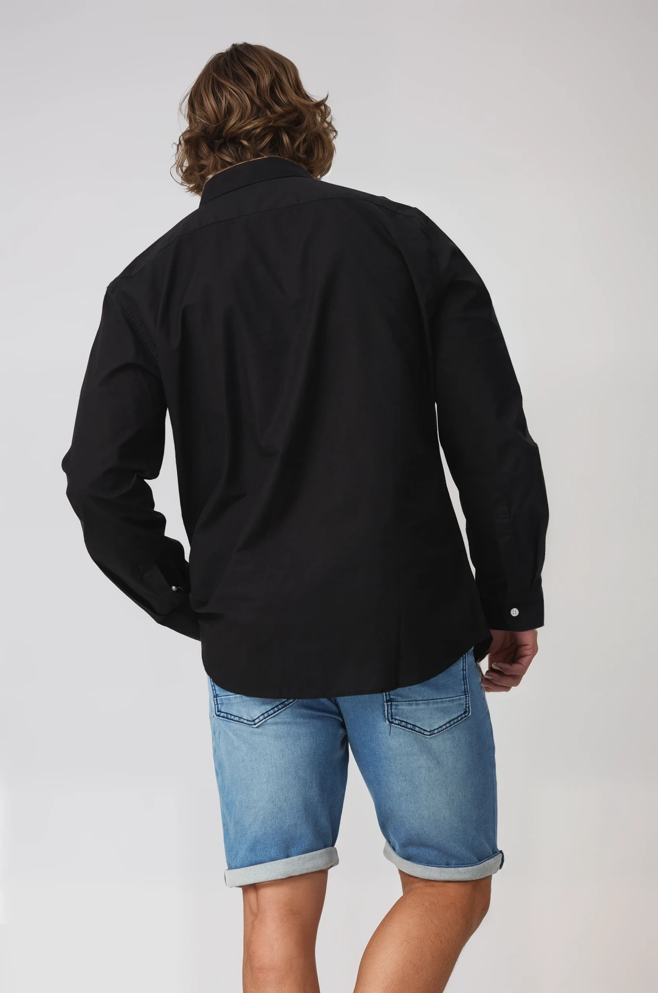 AVALON BLACK COTTON LINEN LONG SLEEVE SHIRT