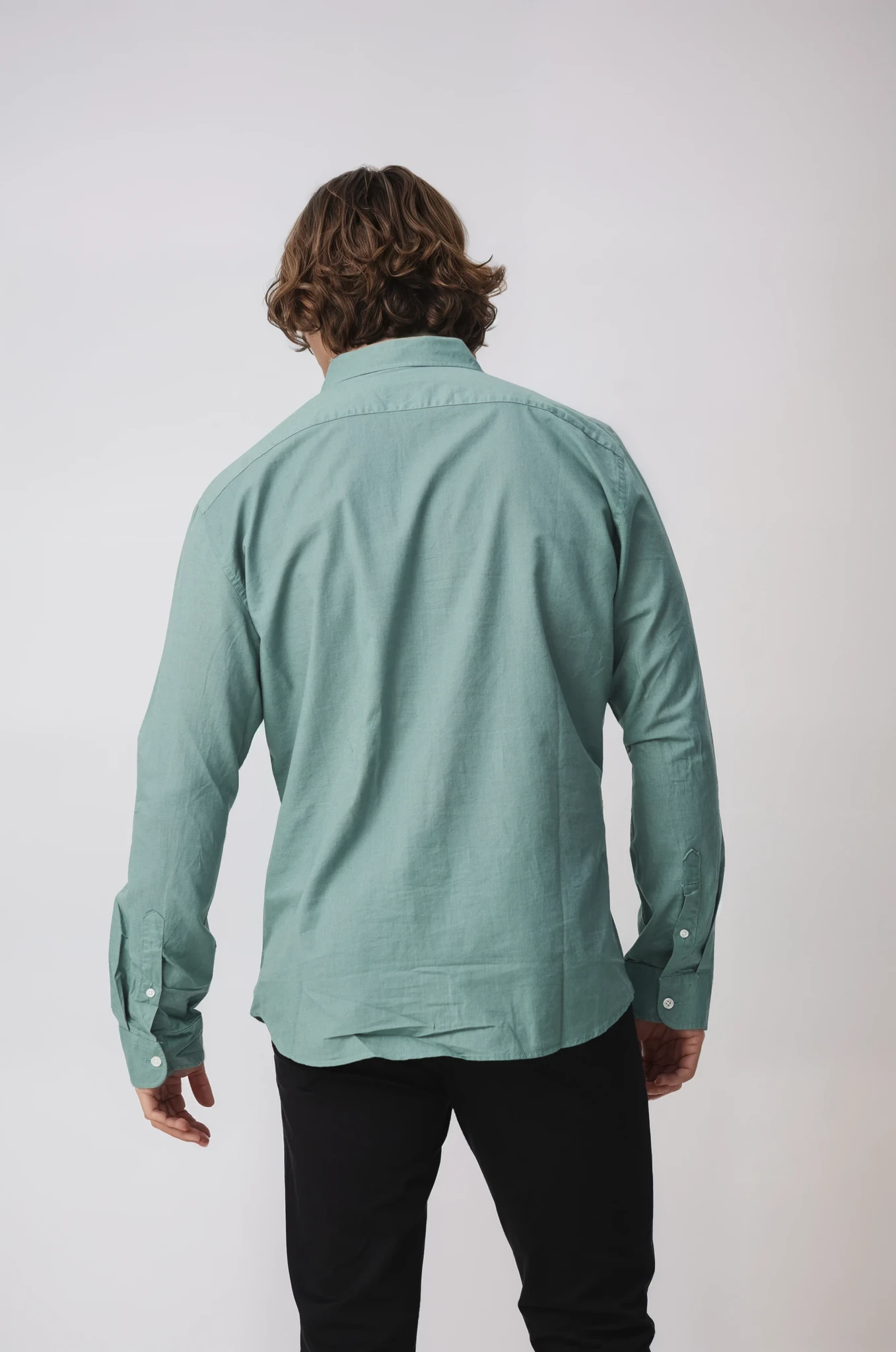 AVALON LIGHT GREEN COTTON LINEN LONG SLEEVE SHIRT