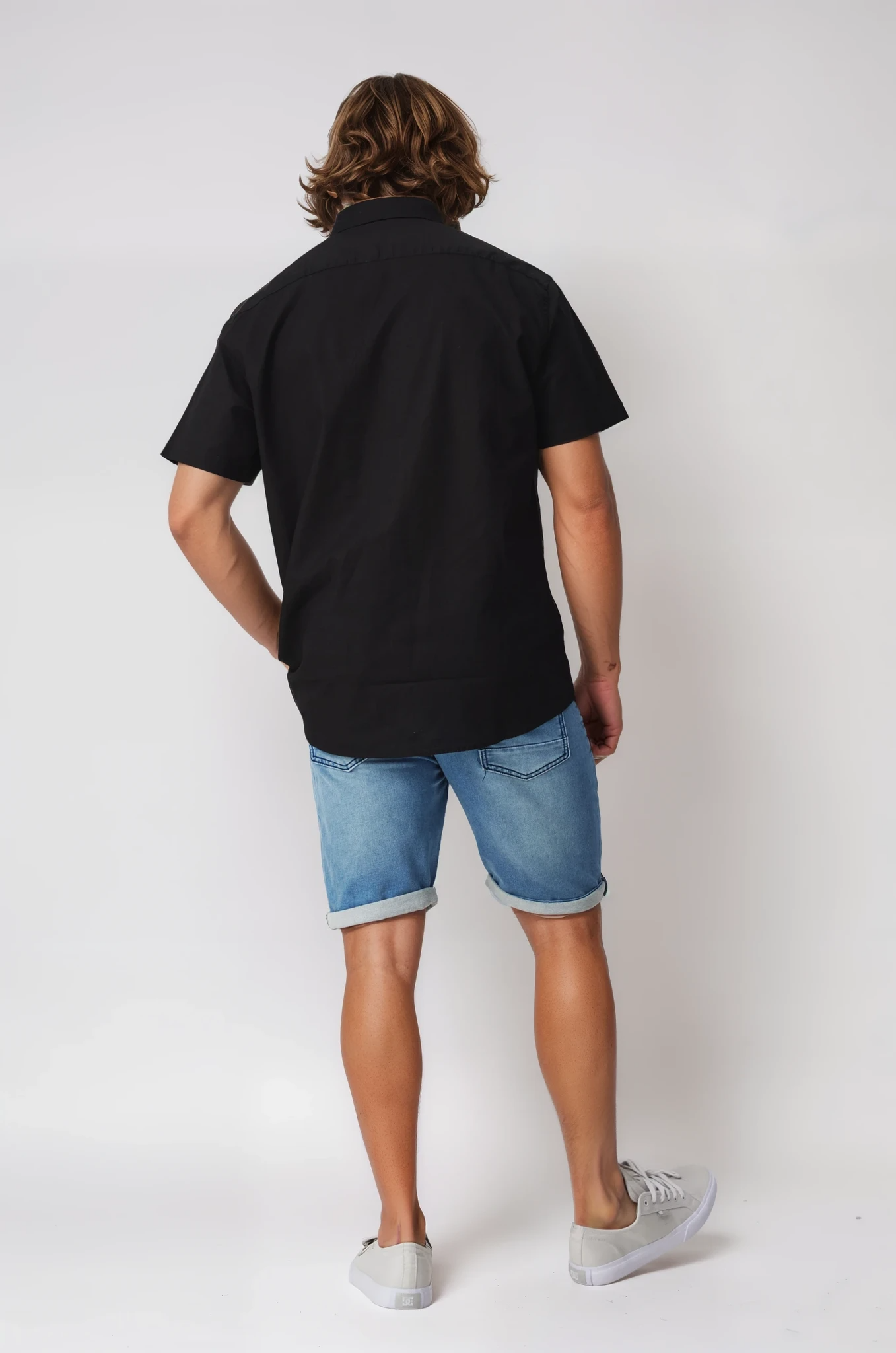 JAGO BLACK COTTON LINEN SHORT SLEEVE SHIRT
