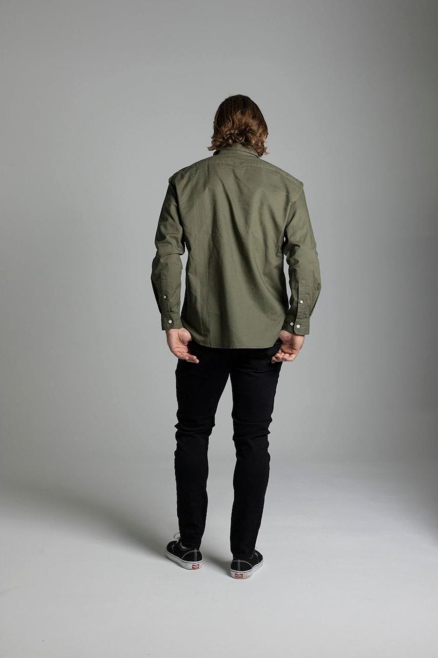 AVALON KHAKI COTTON LINEN LONG SLEEVE SHIRT