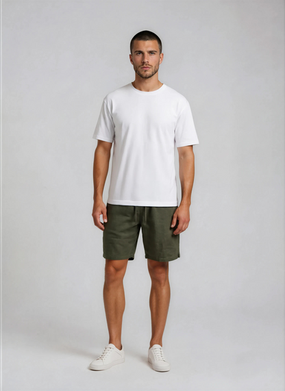 ZIGGY KHAKI LINEN SHORTS