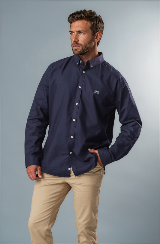 REEDY NAVY OXFORD LONG SLEEVE SHIRT