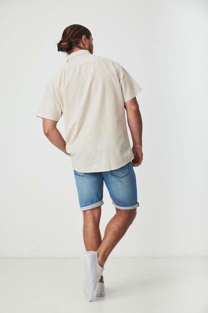 JAGO SAND COTTON LINEN SHORT SLEEVE SHIRT