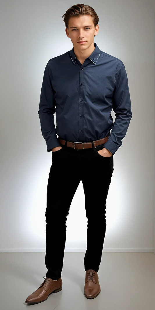 THORPE - LONG SLEEVE COTTON STRETCH SHIRT
