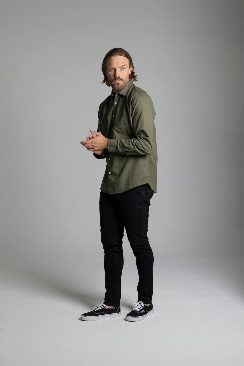 AVALON KHAKI COTTON LINEN LONG SLEEVE SHIRT