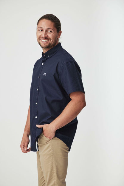 NOOSA NAVY OXFORD SHORT SLEEVE SHIRT