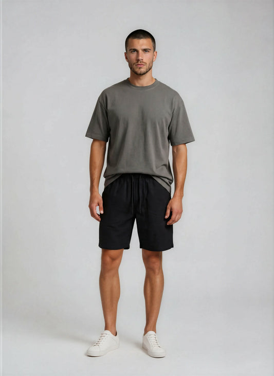 ZIGGY BLACK LINEN SHORTS