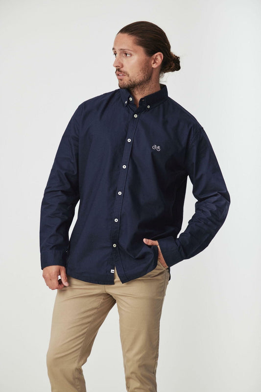 REEDY NAVY OXFORD LONG SLEEVE SHIRT