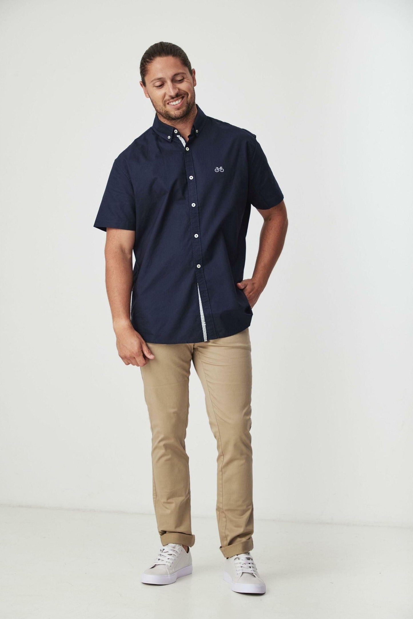 NOOSA NAVY OXFORD SHORT SLEEVE SHIRT