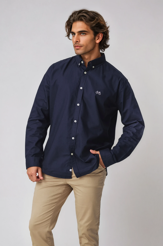 REEDY NAVY OXFORD LONG SLEEVE SHIRT
