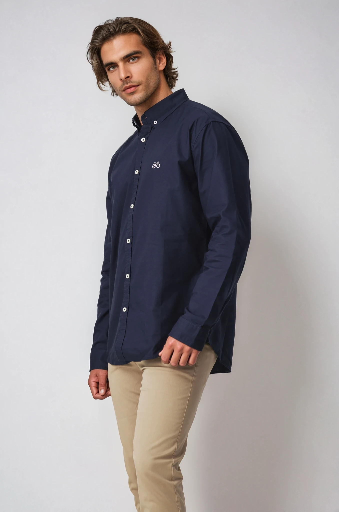 REEDY NAVY OXFORD LONG SLEEVE SHIRT
