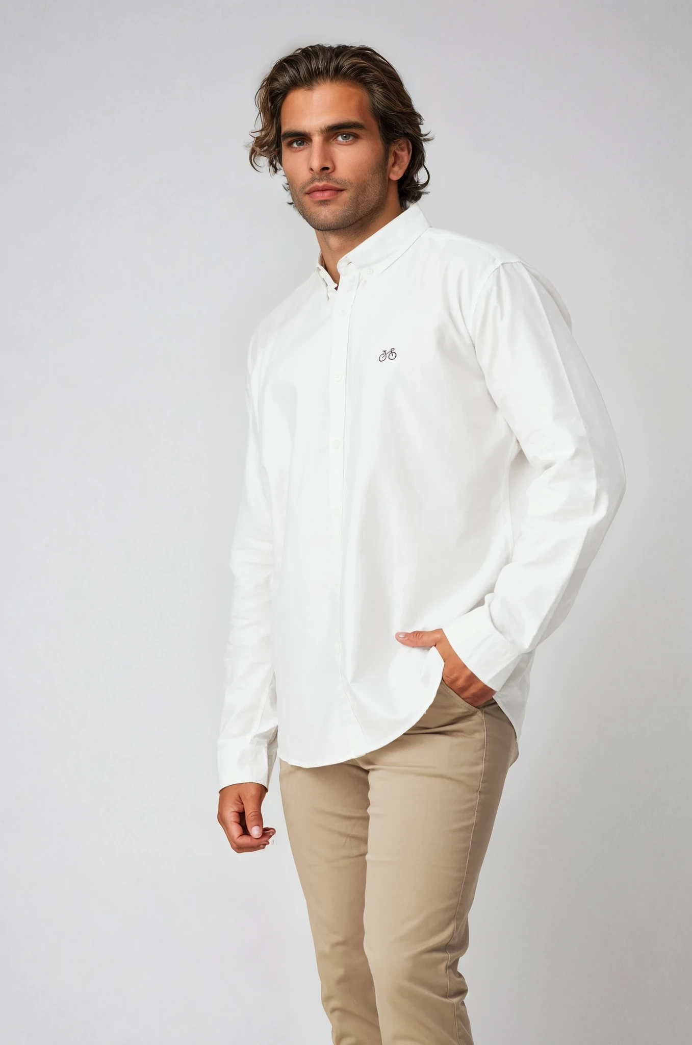 REEDY WHITE OXFORD LONG SLEEVE SHIRT