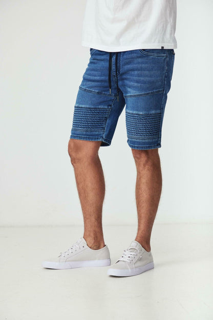 BRIGGS MEDIUM BLUE ELASTIC DENIM SHORT