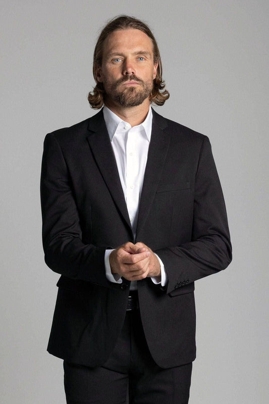 CILENTO BLACK SLIM SUIT JACKET