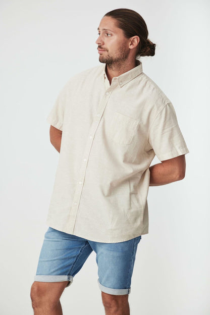 JAGO SAND COTTON LINEN SHORT SLEEVE SHIRT