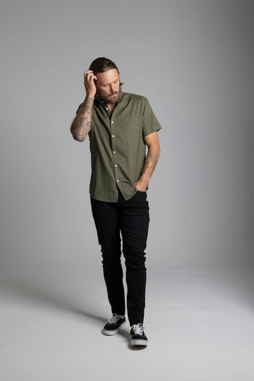 JAGO KHAKI COTTON LINEN SHORT SLEEVE SHIRT