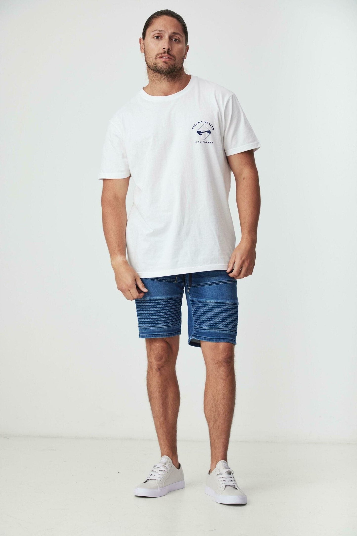 BRIGGS MEDIUM BLUE ELASTIC DENIM SHORT