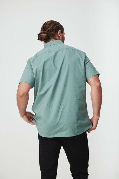 JAGO LIGHT GREEN COTTON LINEN SHORT SLEEVE SHIRT